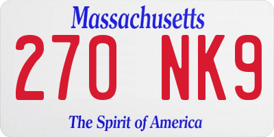 MA license plate 270NK9