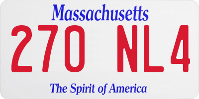 MA license plate 270NL4