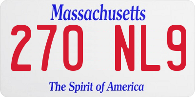 MA license plate 270NL9