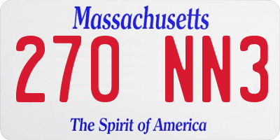 MA license plate 270NN3