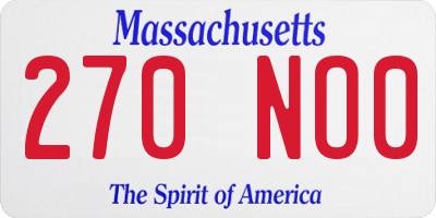 MA license plate 270NO0