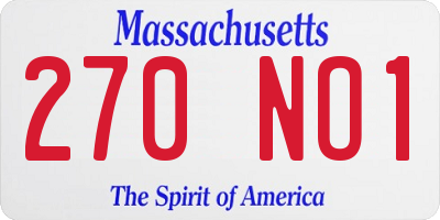 MA license plate 270NO1