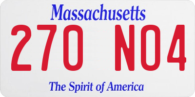 MA license plate 270NO4