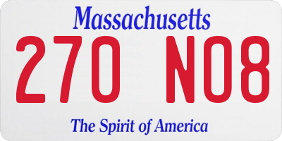 MA license plate 270NO8