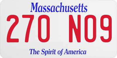 MA license plate 270NO9
