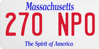 MA license plate 270NP0
