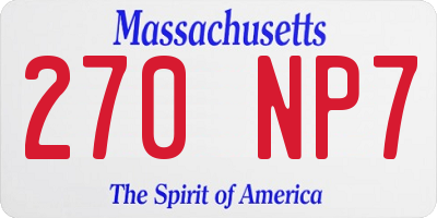 MA license plate 270NP7