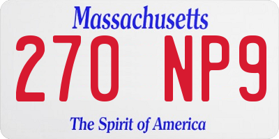 MA license plate 270NP9