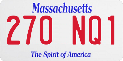 MA license plate 270NQ1