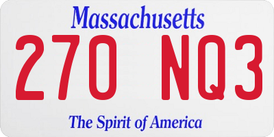 MA license plate 270NQ3
