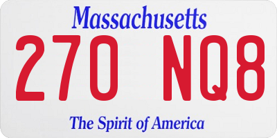 MA license plate 270NQ8