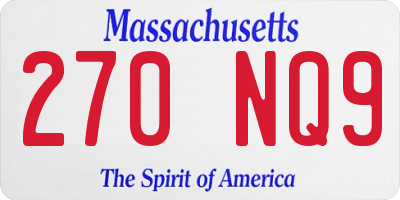 MA license plate 270NQ9