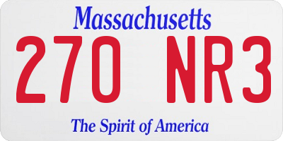 MA license plate 270NR3