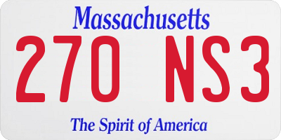MA license plate 270NS3