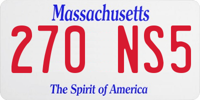 MA license plate 270NS5