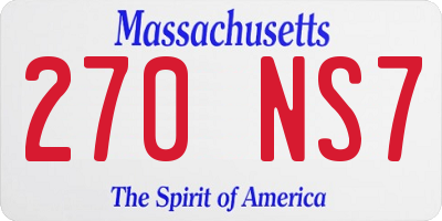 MA license plate 270NS7