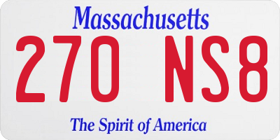 MA license plate 270NS8