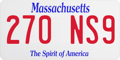 MA license plate 270NS9