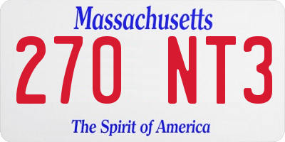 MA license plate 270NT3