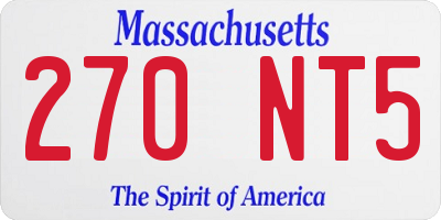 MA license plate 270NT5