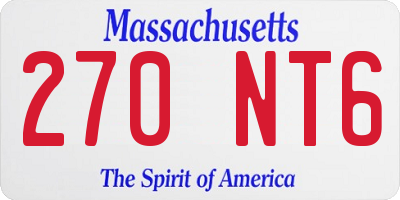 MA license plate 270NT6