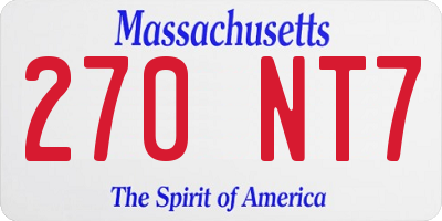 MA license plate 270NT7