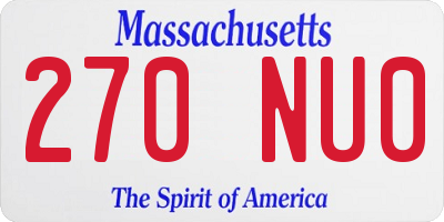 MA license plate 270NU0