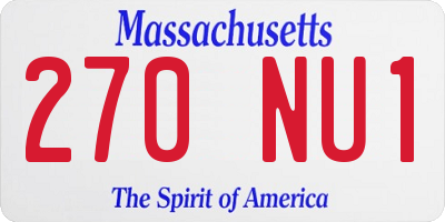MA license plate 270NU1