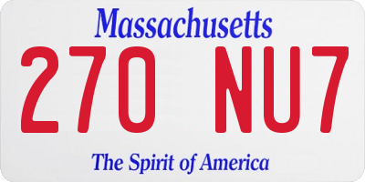 MA license plate 270NU7