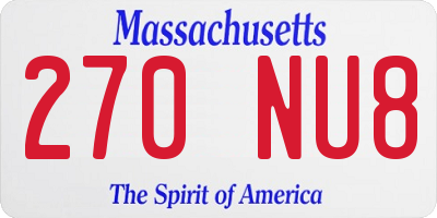 MA license plate 270NU8
