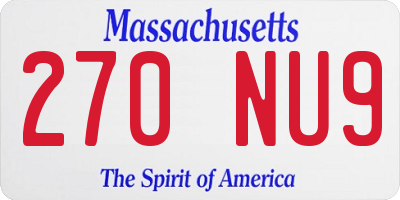 MA license plate 270NU9