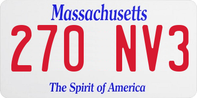 MA license plate 270NV3