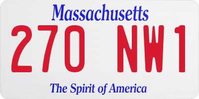 MA license plate 270NW1