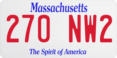 MA license plate 270NW2