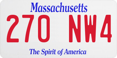 MA license plate 270NW4
