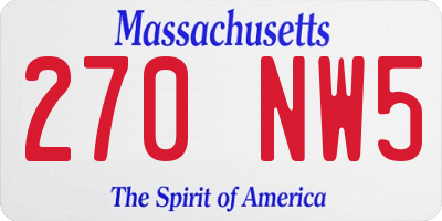 MA license plate 270NW5