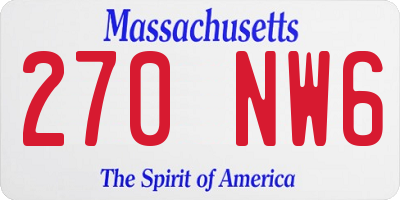MA license plate 270NW6