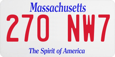 MA license plate 270NW7
