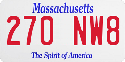 MA license plate 270NW8