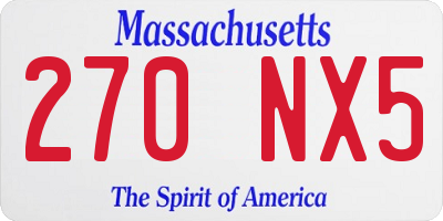 MA license plate 270NX5