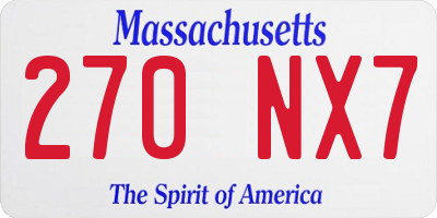 MA license plate 270NX7