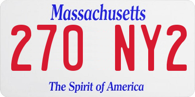MA license plate 270NY2