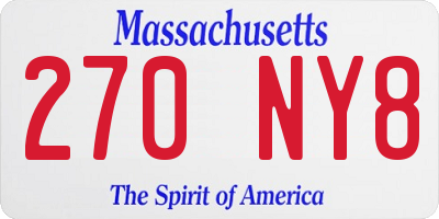 MA license plate 270NY8