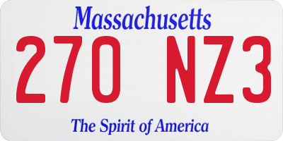 MA license plate 270NZ3