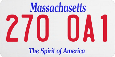 MA license plate 270OA1