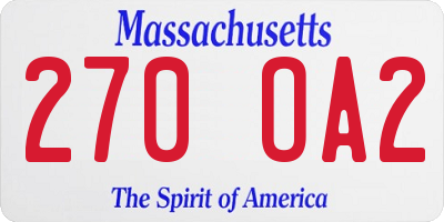 MA license plate 270OA2
