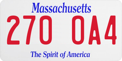 MA license plate 270OA4