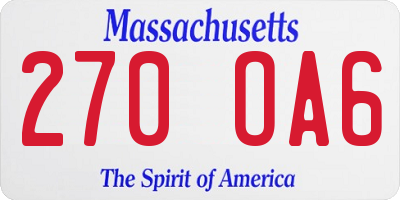 MA license plate 270OA6