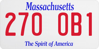 MA license plate 270OB1