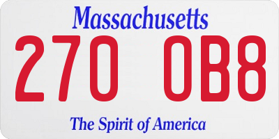 MA license plate 270OB8